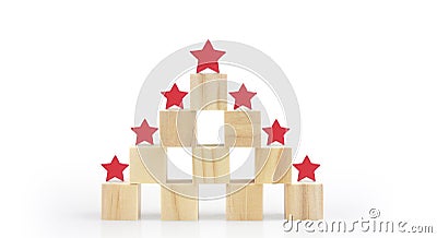 Wooden blocks with the five star symbol Increase rating Stock Photo
