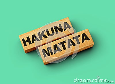 Wooden blocks hakuna matata word isolated background 3d illustration Stock Photo