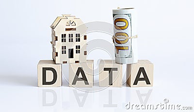 Wooden blocks with the word For DATA Real estate concept. Rent apartment Stock Photo