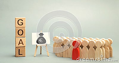 Wooden blocks with the word Goal, money and business team. Business concept. Cooperation and teamwork. Improving the efficiency of Stock Photo