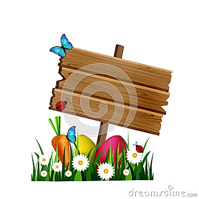 Wooden board on a loan Vector Illustration