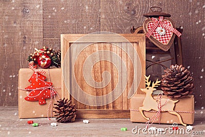 Wooden board mock up for Christmas artwork or greeting presentation Stock Photo
