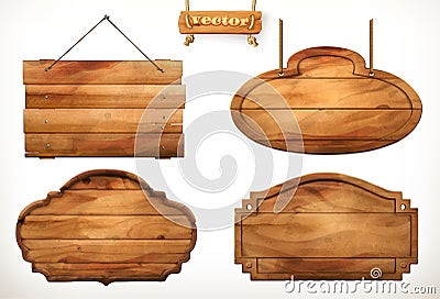 Wooden board, old wood vector set Vector Illustration