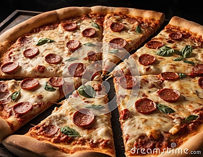 Wooden Board with Pizza and Ingredients Stock Photo