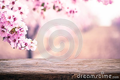 Wooden board template with floral design Stock Photo