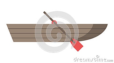 Wooden boat with oar Vector Illustration