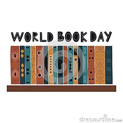 Wooden bookshelf full of books Cartoon Illustration