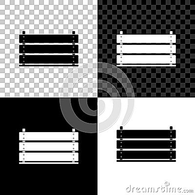 Wooden box icon isolated on black, white and transparent background. Grocery basket, storehouse crate. Empty wooden Vector Illustration