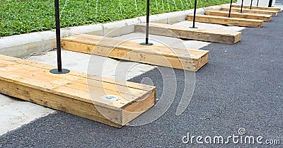 wooden box stand Stock Photo