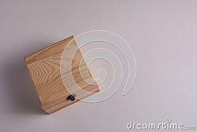 Wooden box on white background, for secrets Stock Photo