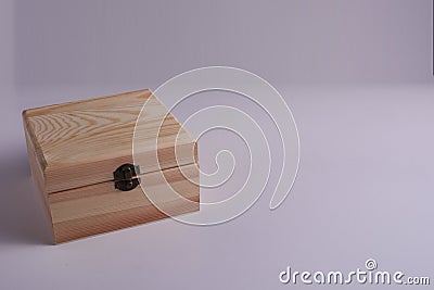 Wooden box on white background, for secrets Stock Photo