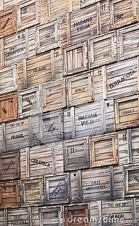 Wooden Boxes in Havana, Cuba Stock Photo