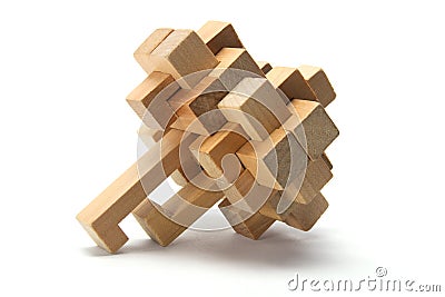 Wooden Brain Teaser Stock Photo