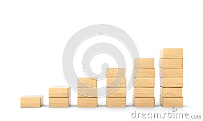 Wooden bricks in rising graph Stock Photo