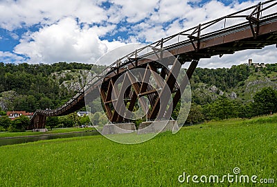 Wooden bridge in Essing Stock Photo