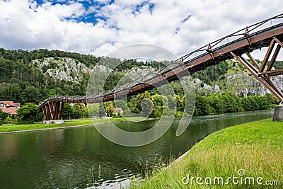 Wooden bridge in Essing Stock Photo