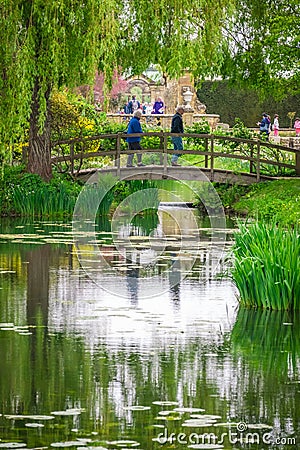 Wooden bridge in the gardens Editorial Stock Photo