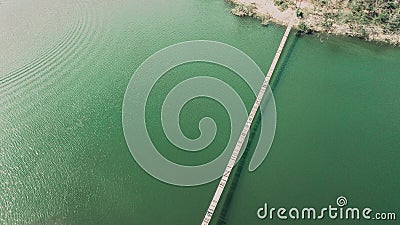 Wooden bridge at Kaeng Krachan Dam Stock Photo