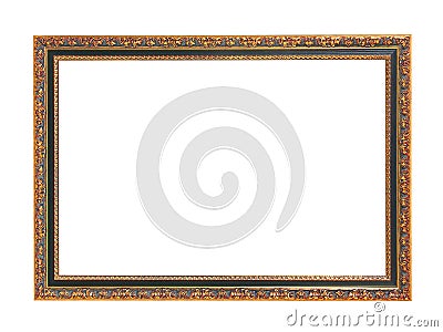Wooden bronze colored frame for paintings. Isolated on white Stock Photo