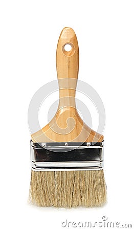 Wooden brush for paint. Stock Photo