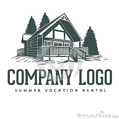 Wooden Cabin Rental Relax and Fresh Vector Illustration