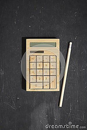 Wooden Calculator Stock Photo