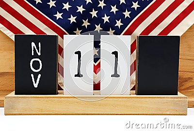 Wooden calendar with date of November 11. Veterans Day . Stock Photo