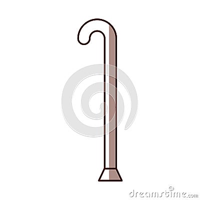 Wooden cane isolated icon Vector Illustration