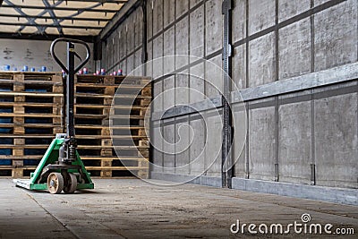 Wooden cargo pallets arranger at a truck Stock Photo