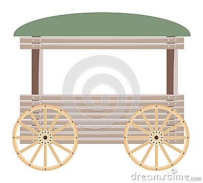 Wooden cart isolated on white background Vector Illustration