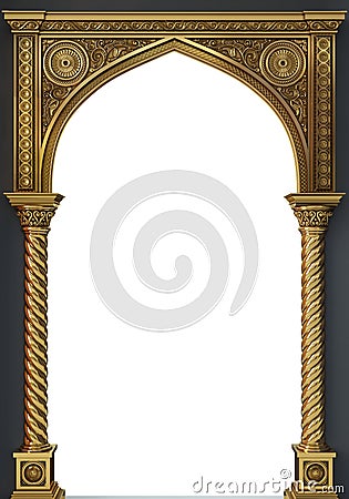 Wooden carved classical oriental arch Cartoon Illustration