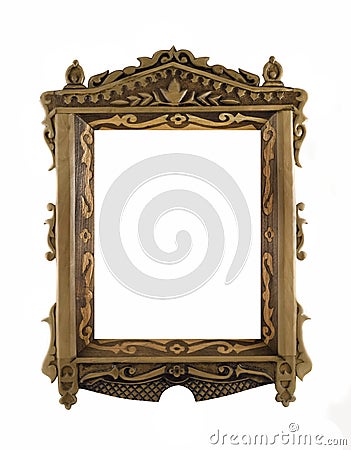 Wooden carved Frame for picture or portrait Stock Photo