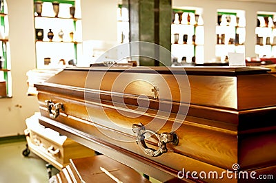 Wooden casket Stock Photo