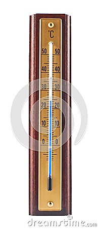 Wooden celsius thermometer isolated Stock Photo