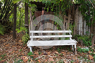 Wooden chair in desert house Stock Photo