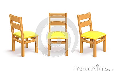 Wooden chair in different position isolated vector illustration Vector Illustration