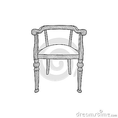 wooden chair luxury modern and classic Furniture line, line logo design template Vector Illustration