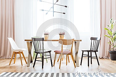 Bright pastel dining room Stock Photo