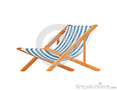 Wooden chaise lounge summer beach furniture vector illustration isolated on white background Vector Illustration