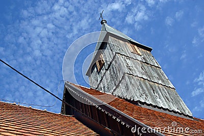 Wooden chapel of St Fabian and Sebastian in Letovanic, Croatia Stock Photo