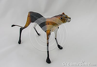 Wooden Cheetah from Kenya Stock Photo