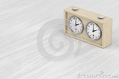 Wooden chess clock on table Stock Photo