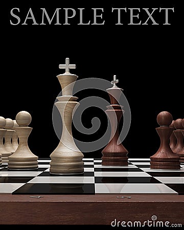 Wooden Chess kings on black Stock Photo