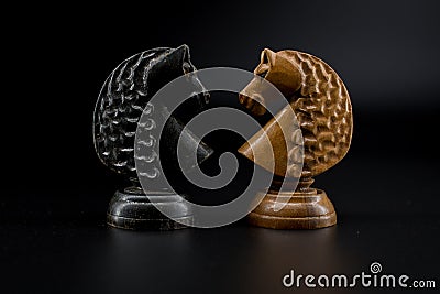 Wooden Chess Knights Stock Photo