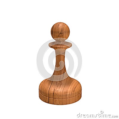 Wooden chess pawn 3d rendering Stock Photo