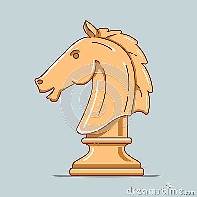 Wooden chess piece of horse. intellectual game Vector Illustration