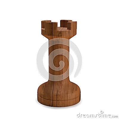 Wooden chess rook 3d rendering Stock Photo