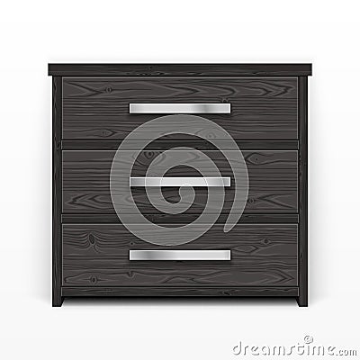 Wooden Chest of Drawers Black Vector Illustration