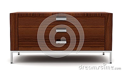 Wooden chest of drawers isolated on white Stock Photo