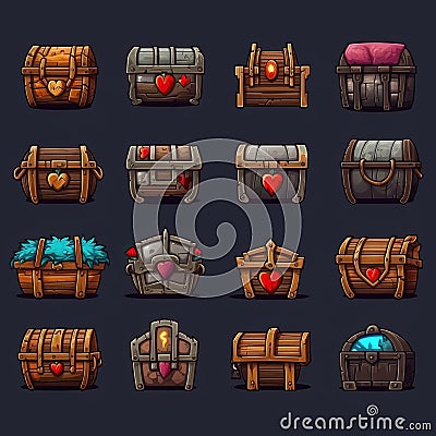 wooden chest medieval game ai generated Cartoon Illustration